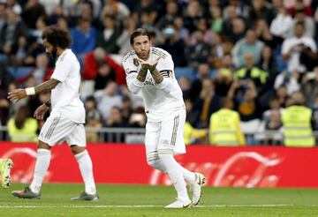 3-0. Sergio Ramos celebró el tercer gol tras lanzar por segunda vez el penalti que revisó el VAR.