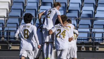 Los juveniles del Real Madrid celebran un gol en la UEFA Youth League.