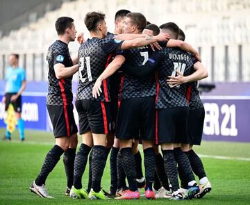 Croacia celebra un gol.