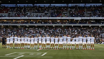 Newcastle (Australia), 28/11/2020.- The Pumas line up before the Tri Nations rugby match between the Argentina Pumas and New Zealand All Blacks at McDonald Jones Stadium in Newcastle, Australia, 28 November (Nueva Zelanda) EFE/EPA/DARREN PATEMAN AUSTRALIA AND NEW ZEALAND OUT