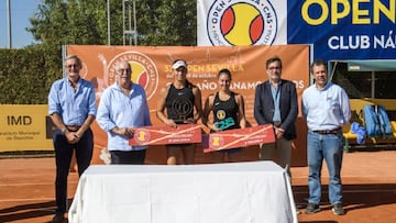 Imagen de la entrega de trofeos tras la final femenina del 33º Open Sevilla – Memorial Ricardo Villena, torneo del Circuito IBP Tenis Pro 2025
