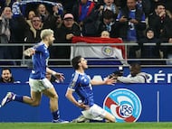 Joaquin Panichelli celebra un gol.