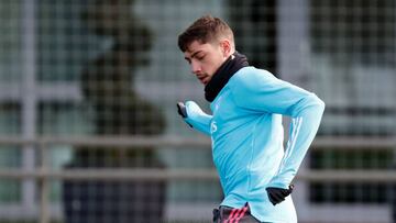 Fede Valverde, este domingo en el entrenamiento del Real Madrid.