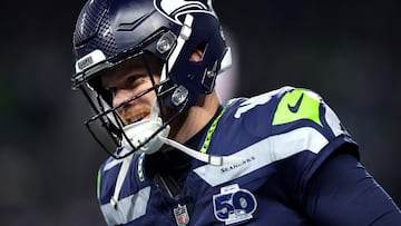 SEATTLE, WASHINGTON - JANUARY 25: Sam Darnold #14 of the Seattle Seahawks reacts during the third quarter against the Los Angeles Rams in the NFC Championship game at Lumen Field on January 25, 2026 in Seattle, Washington. Steph Chambers/Getty Images/AFP (Photo by Steph Chambers / GETTY IMAGES NORTH AMERICA / Getty Images via AFP)