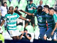 Lucas Di Yorio celebrates his goal 1-0 of Santos during the 6th round match between Santos and Mazatlan FC as part of the Liga BBVA MX, Torneo Clausura 2026 at TSM Corona Stadium, on February 15, 2026 in Torreon, Coahuila, Mexico.