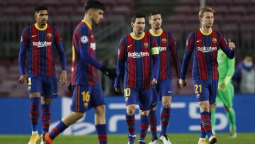 Jugadores del Barcelona en el partido ante la Juventus.