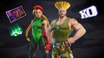 Arte oficial de Cammy y Guile en Fortnite