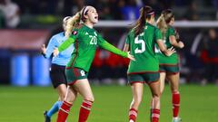 Mayra Pelayo celebrate her goal 0-2 of Mexico during the Group stage, Group A match between United States (USA) and Mexico (Mexico National team) as part of the Concacaf Womens Gold Cup 2024, at Dignity Health Sports Park Stadium on February 26, 2024 in Carson California, United States.