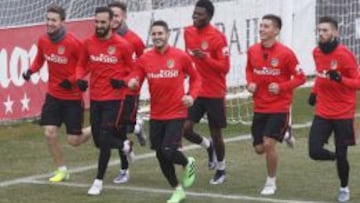 El Atl&eacute;tico entren&aacute;ndose hoy en Majadahonda.