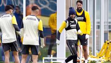 Álex Baena sonríe, en el entrenamiento de ayer.
