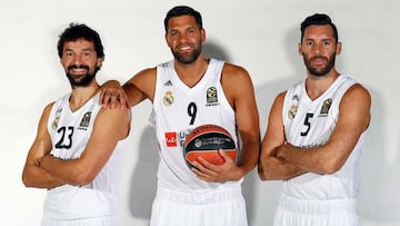 Sergio Llull, Felipe Reyes y Rudy Fernández.