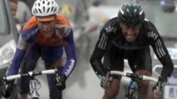 Langeveld y Flecha, en el sprint.