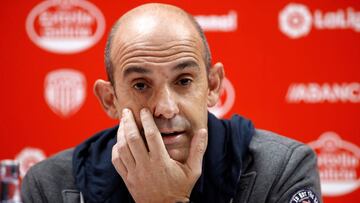 GRAF5488. LUGO, 22/04/2019.- El entrenador Alberto Monteagudo hoy en rueda de prensa en el estadio Angel Carro con motivo de la destitución del CD Lugo . EFE/Eliseo Trigo