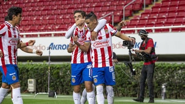URIEL ANTUNA CELEBRATES HIS GOAL OF GUADALAJARA during the game Guadalajara va Atlas, corresponding to Day 14 of the Torneo Apertura Guard1anes 2020 of the Liga BBVA MX, at Akron Stadium, on October 17, 2020.
<br><br>
URIEL ANTUNA CELEBRA SU GOL DE GUADALAJARA durante el partido Guadalajara vs Atlas, correspondiente a la Jornada 14 del Torneo Apertura Guard1anes 2020 de la Liga BBVA MX, en el Estadio Akron, el 17 de Octubre de 2020.