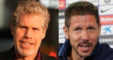 El actor estadounidense Ron Perlman y el entrenador del Atlético de Madrid Simeone