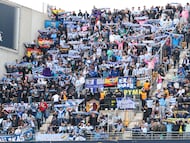 La afición del Málaga, en Cádiz.