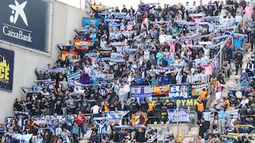 La afición del Málaga, en Cádiz.