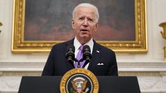 El presidente Joe Biden habla sobre el coronavirus en el Comedor Estatal de la Casa Blanca, el jueves 21 de enero de 2021, en Washington.