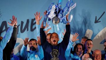 FILE PHOTO: Soccer Football - Manchester City Premier League Title Celebrations - Etihad Stadium, Manchester, Britain - May 12, 2019 Manchester City's Vincent Kompany celebrates winning the Premier League with the trophy Action Images via Reuters/C
