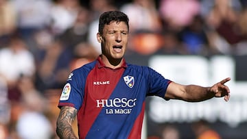 VALENCIA, SPAIN - DECEMBER 23: Damian Musto of Huesca reacts during the La Liga match between Valencia CF and SD Huesca at Estadio Mestalla on December 23, 2018 in Valencia, Spain. (Photo by Manuel Queimadelos Alonso/Getty Images)