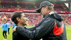 Marcelino, con Klopp en Anfield