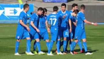 La celebración del Dinamo tras el tanto del chileno.