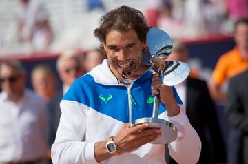 Rafa Nadal en el Masters de Hamburgo 2015, ganó a Fabio Fognini por 7-5, 7-5.