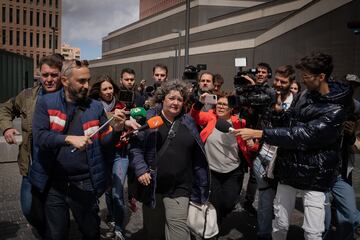 La abogada de la víctima, Ester García, ofrece declaraciones a los medios a su salida de un juicio por el caso Alves, en la Ciudad de la Justicia de Barcelona, el 17 de abril de 2023, en Barcelona.