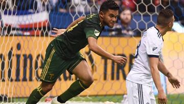 Andrés Flores festejando un gol con Portland Timbers