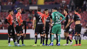 Players of Atlas during the game Atlas vs Pachuca, corresponding to Round 15 of the Torneo Apertura 2023 of the Liga BBVA MX, at Jalisco Stadium, on November 01, 2023.
<br><br>
Jugadores de Atlas durante el partido Atlas vs Pachuca, correspondiente a la Jornada 15 del Torneo Apertura 2023 de la Liga BBVA MX, en el Estadio Jalisco, el 01 de Noviembre de 2023.