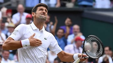 Djokovic celebra una de sus victorias en Wimbledon.