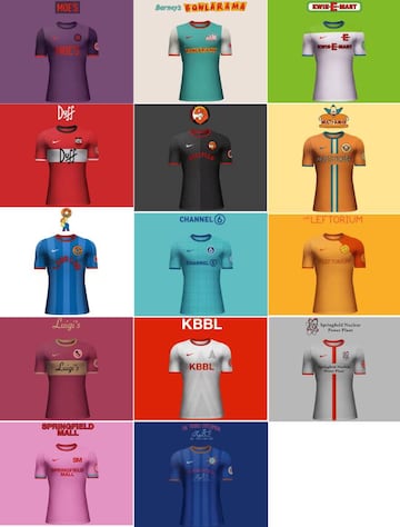 As&iacute; ser&iacute;an las equipaciones de la Liga de Los Simpson