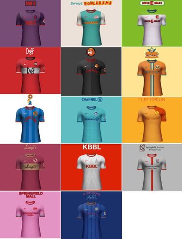 Así vestirían los equipos en una Liga de Los Simpson