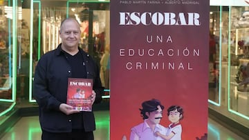Juan Pablo Escobar, hijo del capo Pablo Escobar, presentó el cómic "Escobar, una educación criminal" en Barcelona con el propósito de desmontar la idealización de la figura de su padre. Foto: EFE.