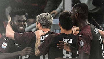 Milan celebrando el último tanto conseguido ante la Lazio