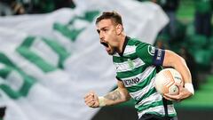 Lisbon (Portugal), 16/02/2023.- Sporting`s Sebastian Coates celebrates scoring the 1-1 goal during the UEFA Europa League soccer match between Sporting and Midtjylland, in Lisbon, Portugal, 16th February 2023. (Lisboa) EFE/EPA/MIGUEL A. LOPES
