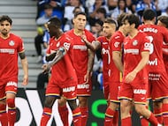 El Getafe celebra el gol ante la Real Sociedad.