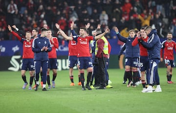 La fiesta del conjunto rojillo tras terminar el partido.