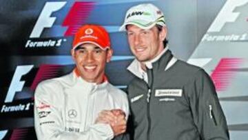 <b>¿COMPAÑEROS? </b>Hamilton y Button mantienen una buena relación y podrían estar juntos en 2010.