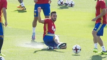 Koke, esta ma&ntilde;ana en el entrenamiento de la Selecci&oacute;n.