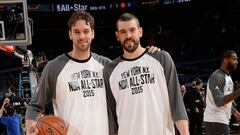 Pau y Marc Gasol, durante el All Star Game de Nueva York de 2015.