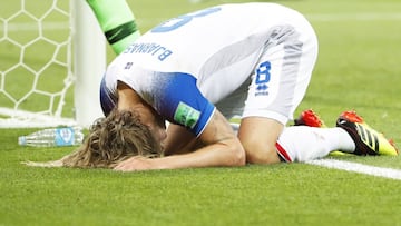 Rostov-on-don (Russian Federation), 26/06/2018.- Iceland&#039;s Birkir Bjarnason reacts during the FIFA World Cup 2018 group D preliminary round soccer match between Iceland and Croatia in Rostov-On-Don, Russia, 26 June 2018.
 
 (RESTRICTIONS APPLY: Edito