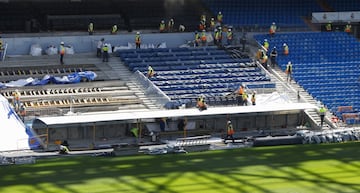 Así se encuentra el Santiago Bernabéu a dos días de su estreno. El club blanco jugará el 12 de septiembre frente al Celta de Vigo.