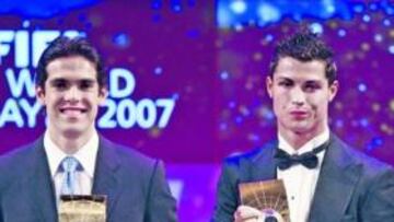 <b>EL PODIO COMPLETO DE 2007. </b>Ese año Kaká (Milán) y Cristiano (Manchester) acompañaron a Messi. Ahora los tres jugarán la Liga.