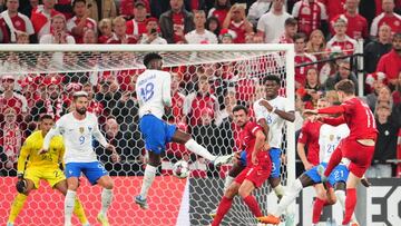 COPENHAGEN, DENMARK - SEPTEMBER 25: LIVE image from the UEFA Nations League match between Denmark and France at Parken on September 25, 2022 in Copenhagen, Denmark. (Photo by Lars Ronbog / FrontZoneSport via Getty Images)