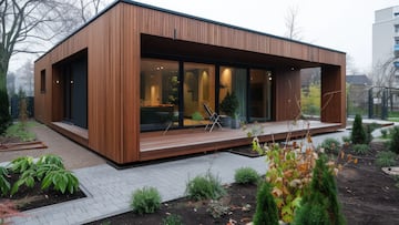 minimalisit wooden house in --ar 3:2 --v 6 Job ID: fad33fed-1dcd-48e8-891c-f93a9ee39d8c
