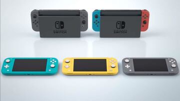 Nintendo Switch en sus dock (arriba) y Nintendo Switch Lite (abajo)