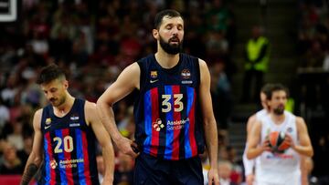 El ala-pívot del Barça Nikola Mirotic durante el partido de semifinales de la Final Four de la Euroliga entre Barça Basket y Real Madrid, este viernes en el Zalgiris Arena, en Kaunas, Lituania.