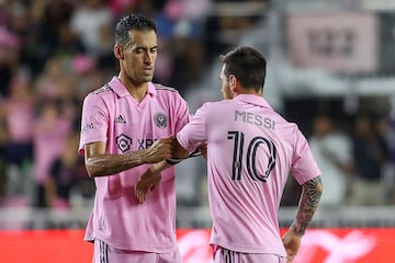 Inter Miami's Sergio Busquets and Lionel Messi.