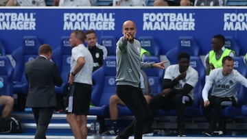 Soccer Football - Premier League - Leicester City v Manchester City - King Power Stadium, Leicester, Britain - September 11, 2021  Manchester City manager Pep Guardiola looks on Action Images via Reuters/Lee Smith EDITORIAL USE ONLY. No use with unauthori